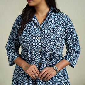  Blue Block Print Cotton Bagru Night Suit Set
