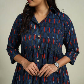  Blue Block Print Cotton Bagru Night Suit Set