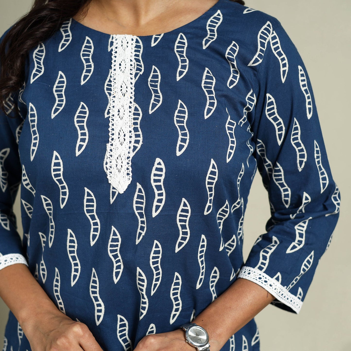  Blue Block Print Cotton Bagru Night Suit Set