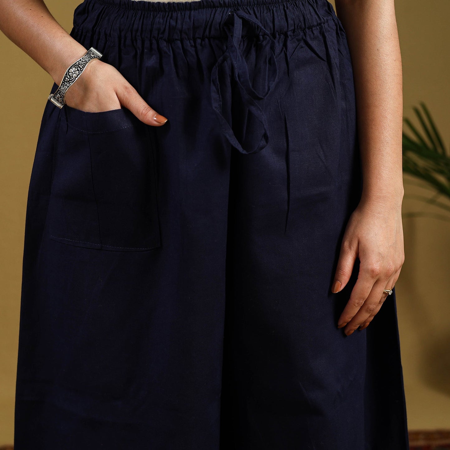 Buy Blue Cotton Bengal Kantha Hand Embroidery Palazzo