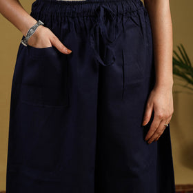 Buy Blue Cotton Bengal Kantha Hand Embroidery Palazzo