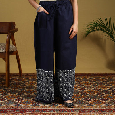 Buy Cotton Bengal Kantha Hand Embroidery Palazzo