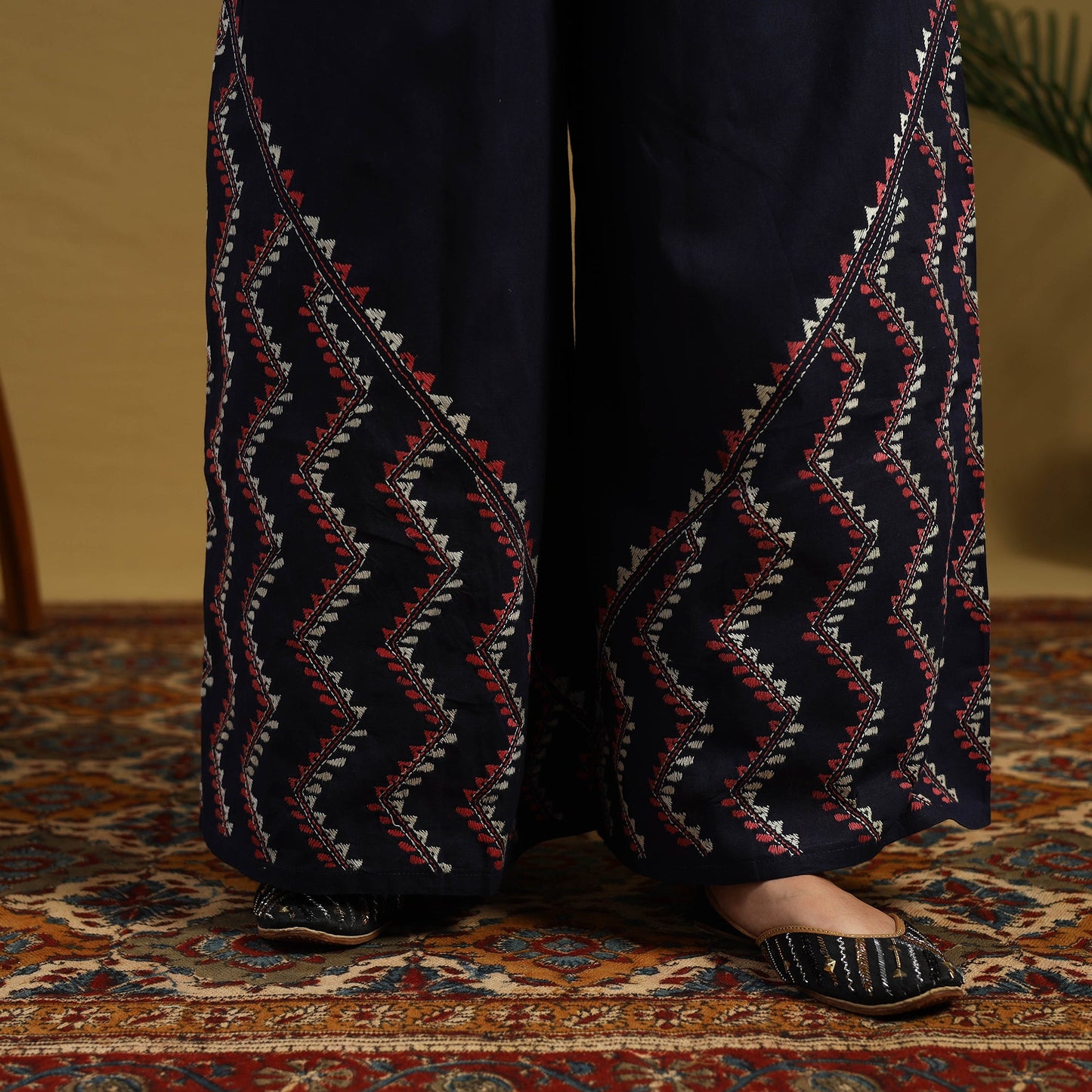 Buy Cotton Bengal Kantha Hand Embroidery Palazzo