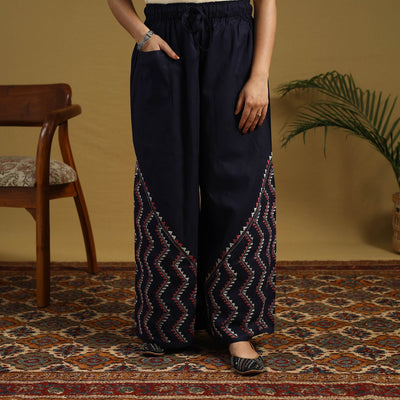 Buy Cotton Bengal Kantha Hand Embroidery Palazzo