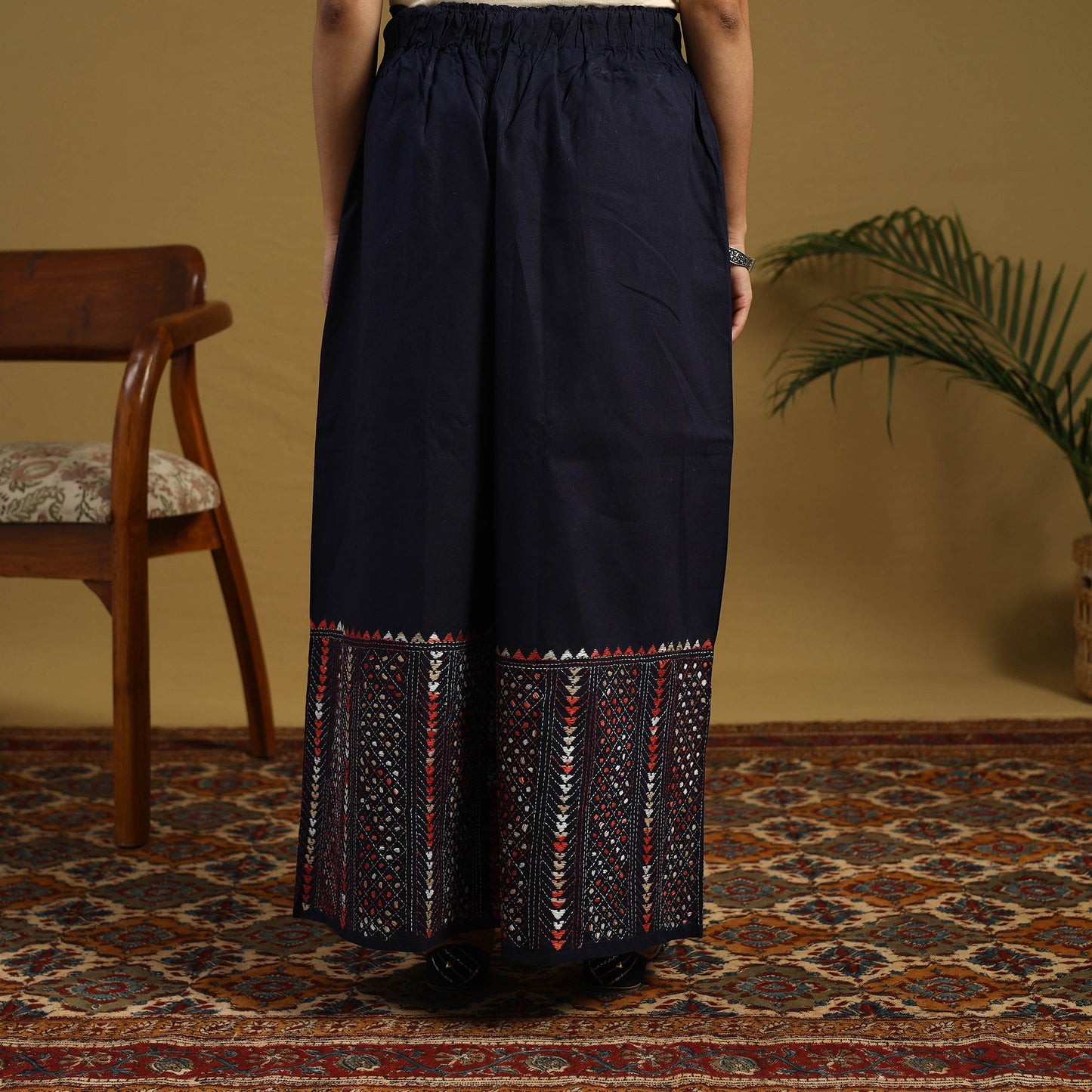 Buy Cotton Bengal Kantha Hand Embroidery Palazzo