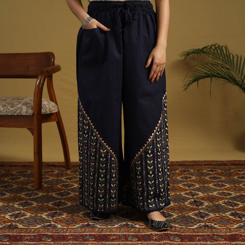 Buy Cotton Bengal Kantha Hand Embroidery Palazzo