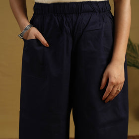 Buy Blue Cotton Bengal Kantha Hand Embroidery Palazzo