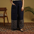 Buy Blue Cotton Bengal Kantha Hand Embroidery Palazzo