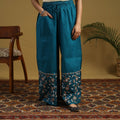 Buy Blue Cotton Bengal Kantha Hand Embroidery Palazzo