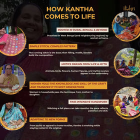 Blue - cotton bengal kantha stitch blouse piece 101