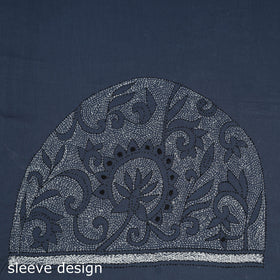 Blue Cotton Bengal Kantha Stitch Blouse Piece 