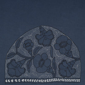 Blue Cotton Bengal Kantha Stitch Blouse Piece 