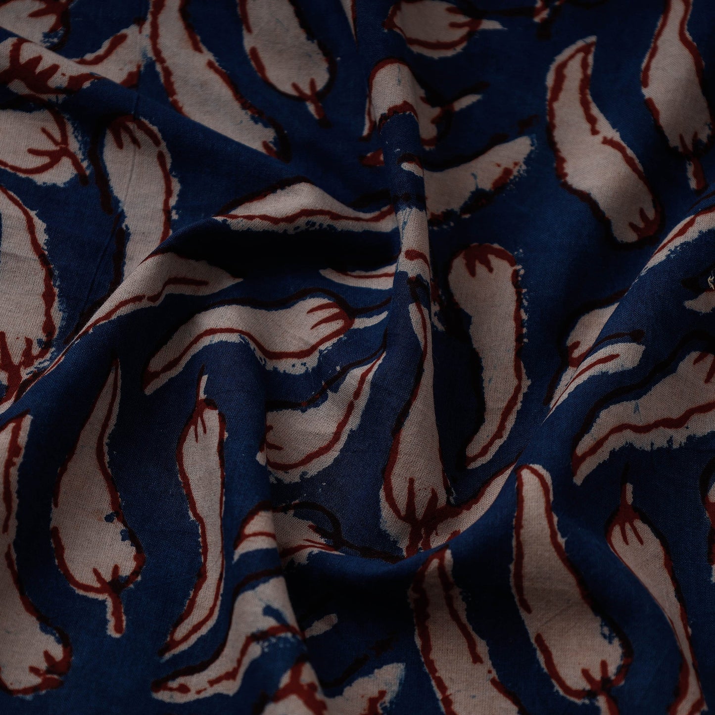 Blue Cotton Bindaas Hand Block Print Fabric