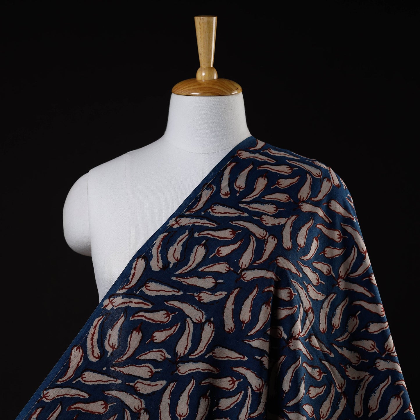 Blue Cotton Bindaas Hand Block Print Fabric