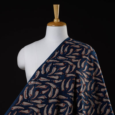 Blue Cotton Bindaas Hand Block Print Fabric