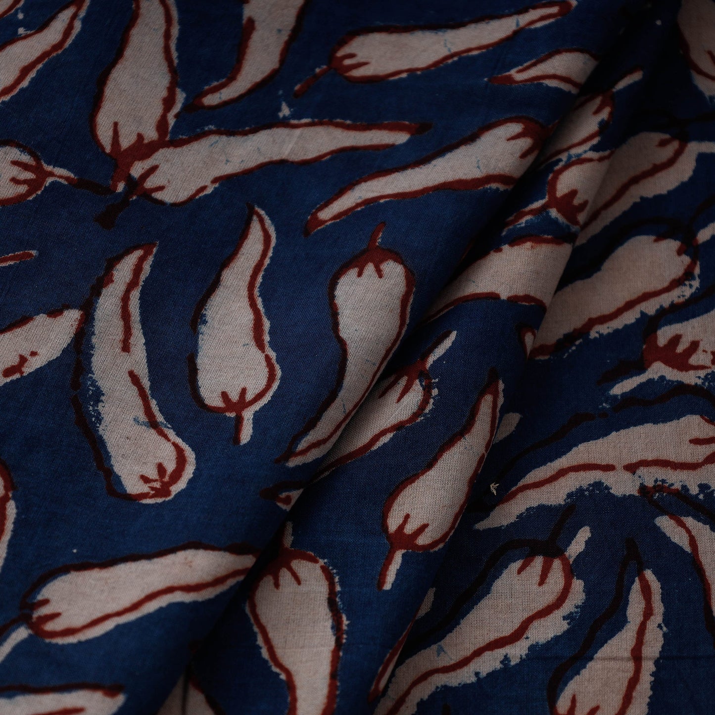 Blue Cotton Bindaas Hand Block Print Fabric