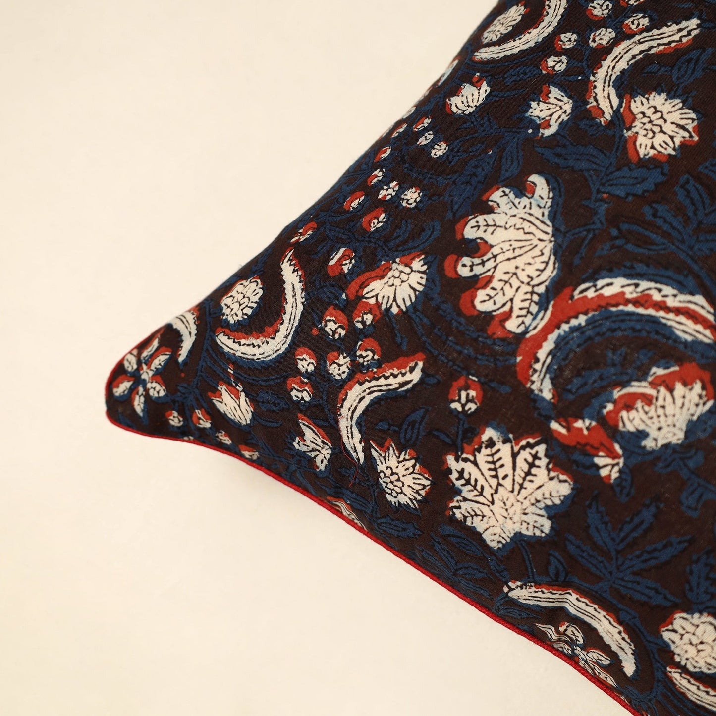 Cotton Block Printed Bagru Cushion Cover (16 x 16 in) 14