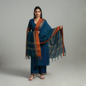 Buy Cotton Blue Dharwad Kurta Set with Palazzo & Dupatta