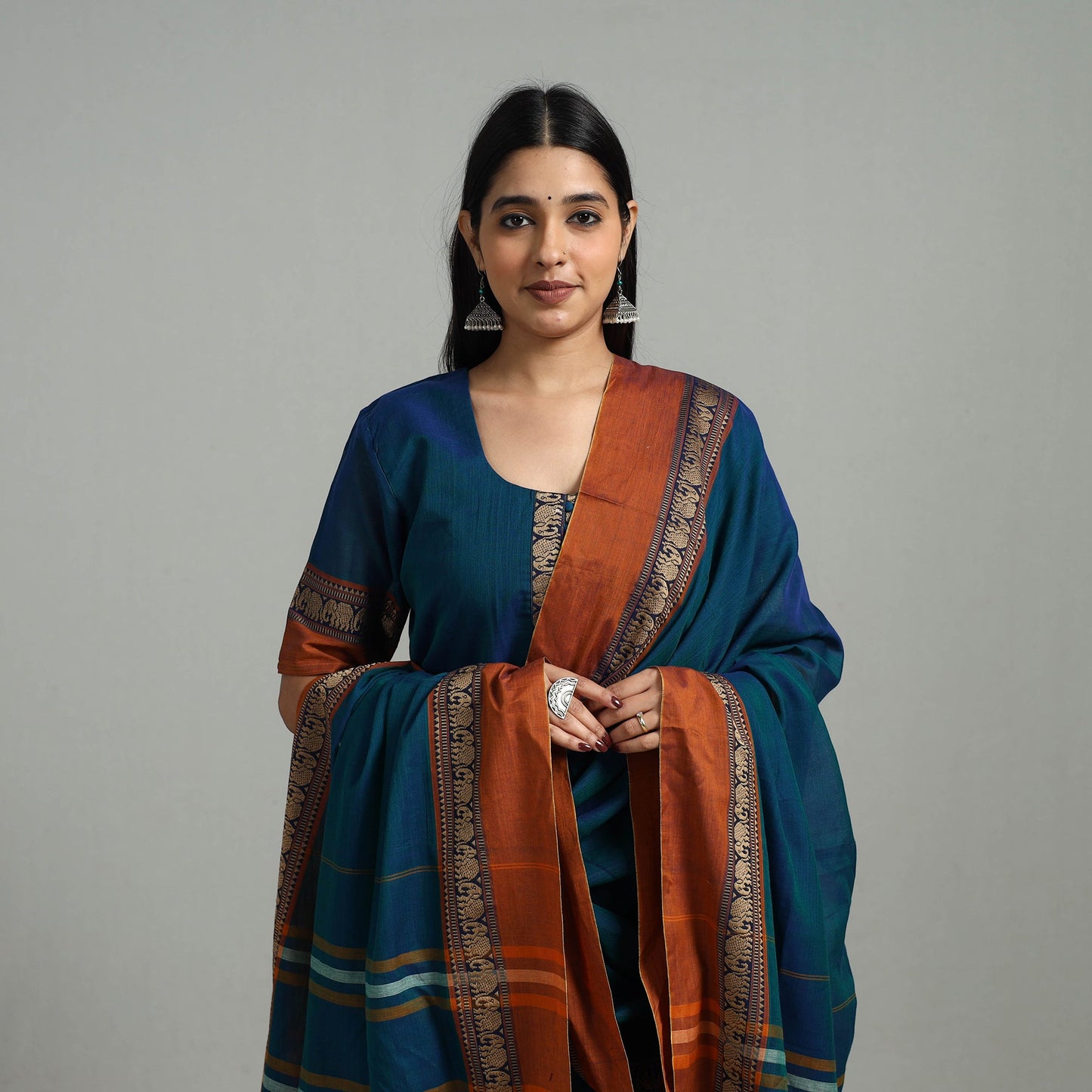 Buy Cotton Blue Dharwad Kurta Set with Palazzo & Dupatta