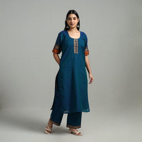 Buy Cotton Blue Dharwad Kurta Set with Palazzo & Dupatta
