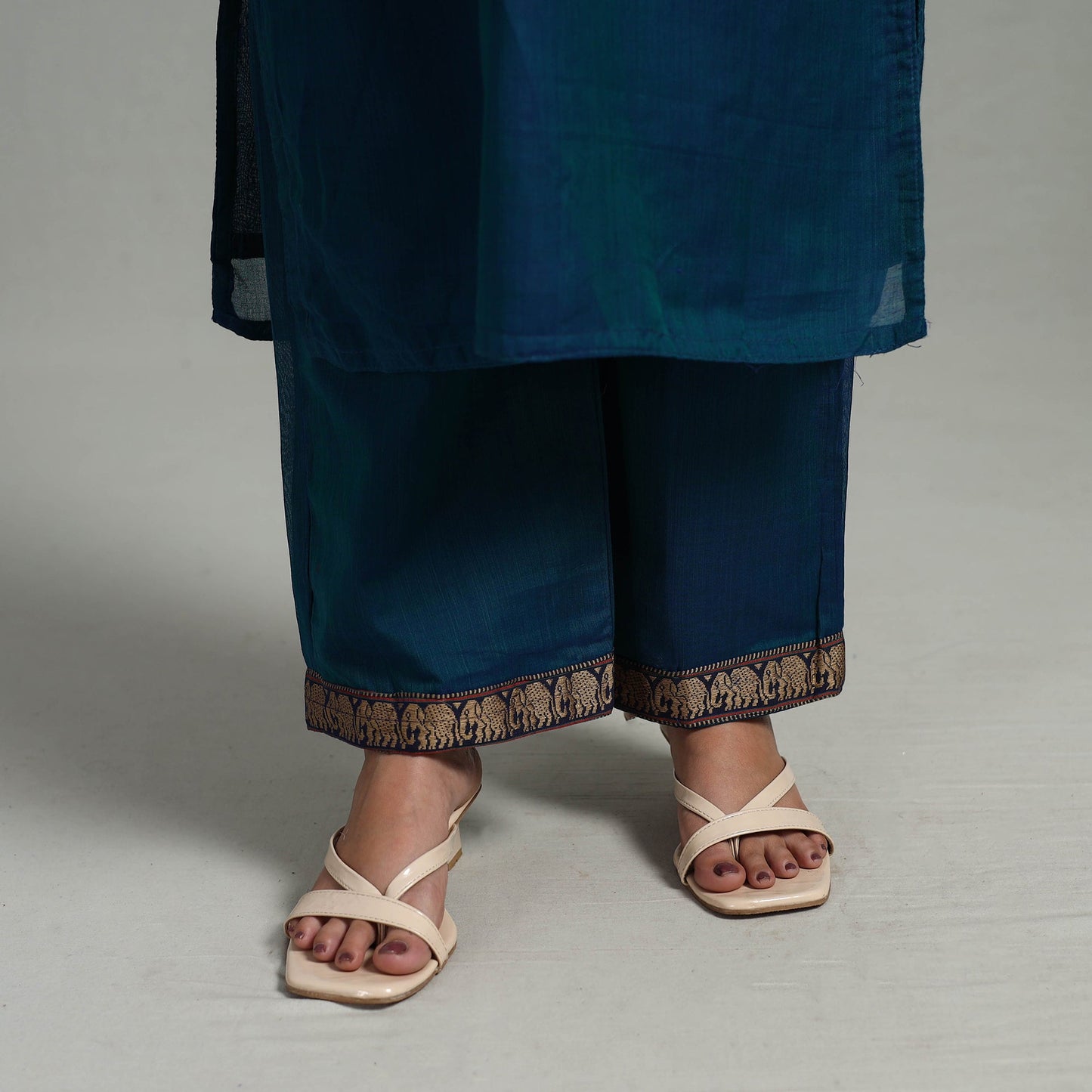 Buy Cotton Blue Dharwad Kurta Set with Palazzo & Dupatta