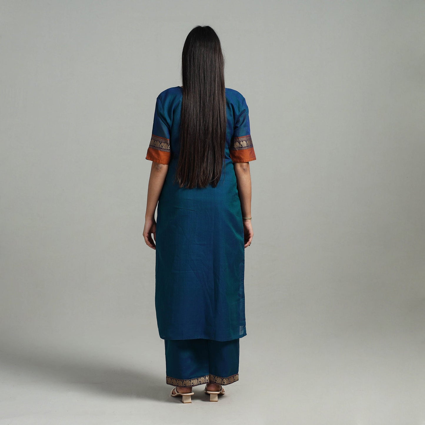 Buy Cotton Blue Dharwad Kurta Set with Palazzo & Dupatta