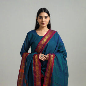 Blue - cotton dharwad kurta set with palazzo & dupatta 17