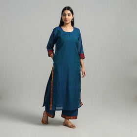 Blue - cotton dharwad kurta set with palazzo & dupatta 17