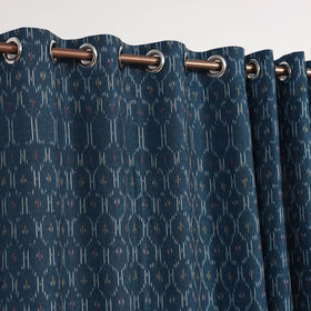Blue - cotton door pochampally ikat curtain (7 x 3 feet)