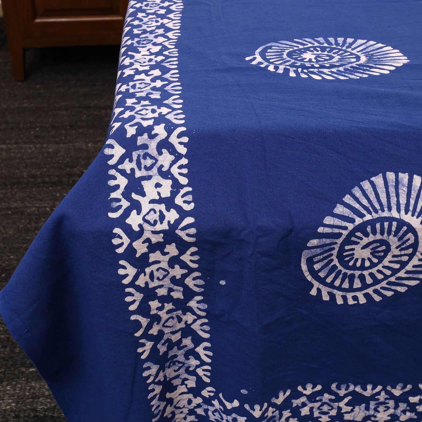Blue - cotton double hand batik bed sheet set 07