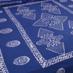 Blue - cotton double hand batik bed sheet set 07