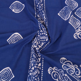  Blue Cotton Double Hand Batik Print Bed Sheet Set