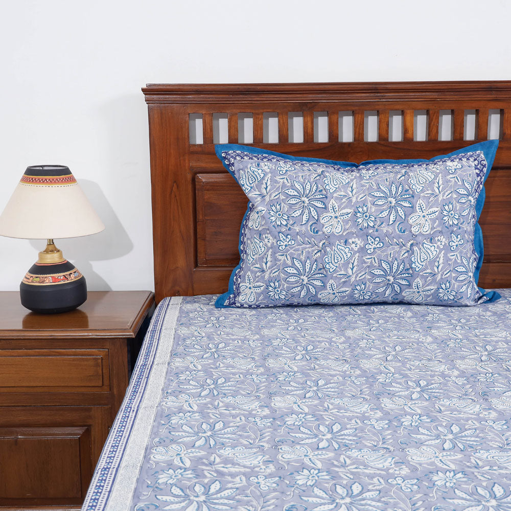 Buy Block Print Cotton Double Sanganeri Bed Sheet