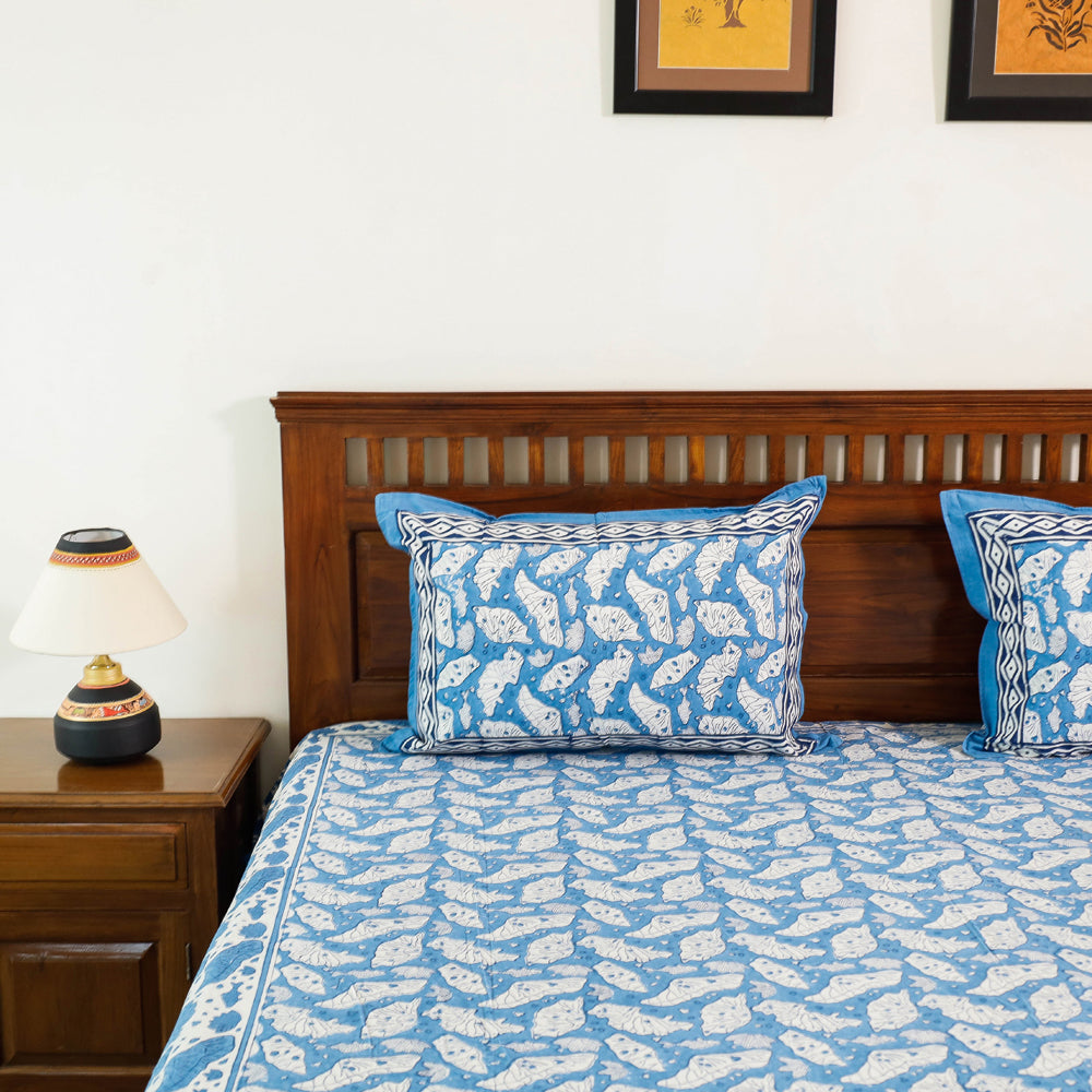 Buy Block Print Cotton Double Sanganeri Bed Sheet