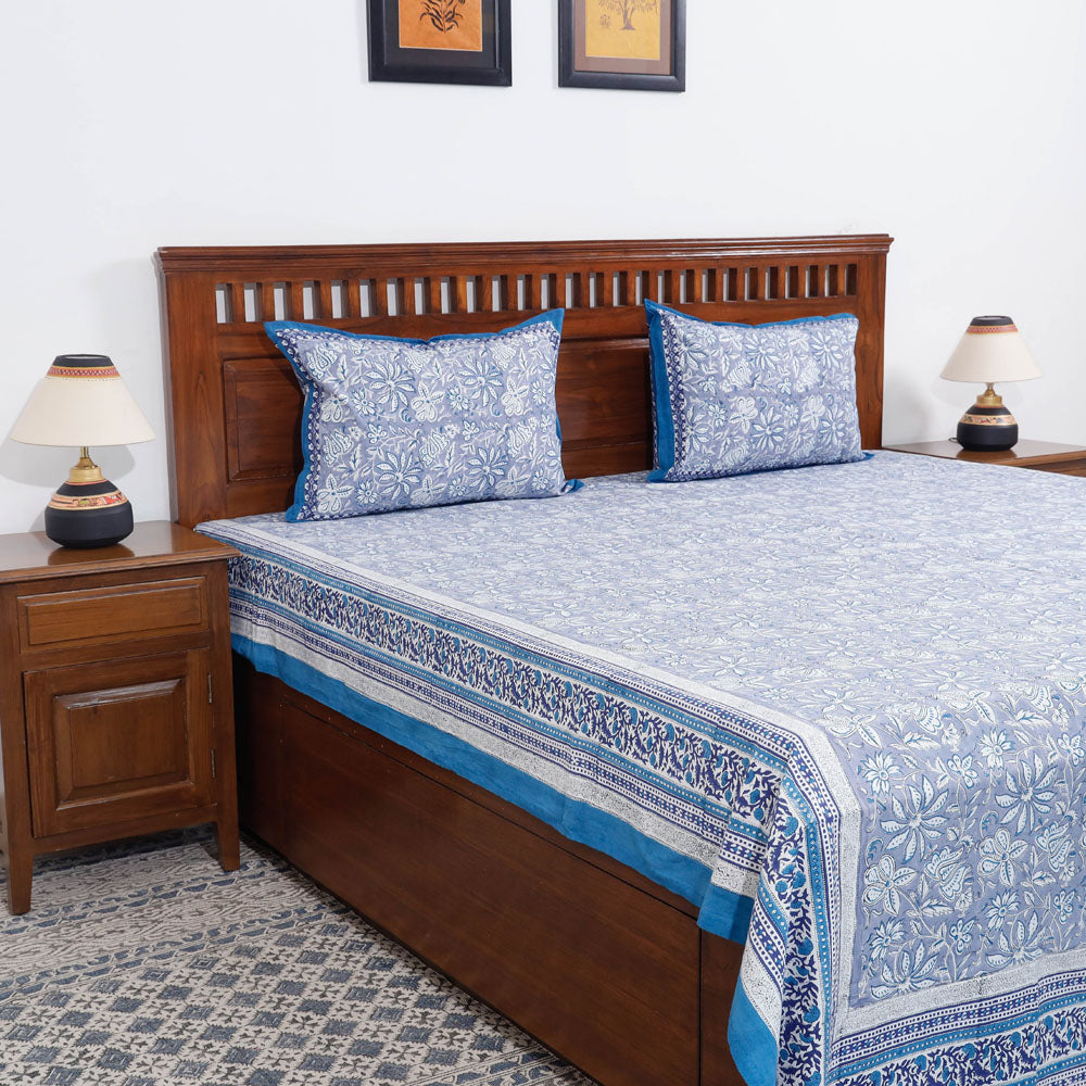 Buy Block Print Cotton Double Sanganeri Bed Sheet