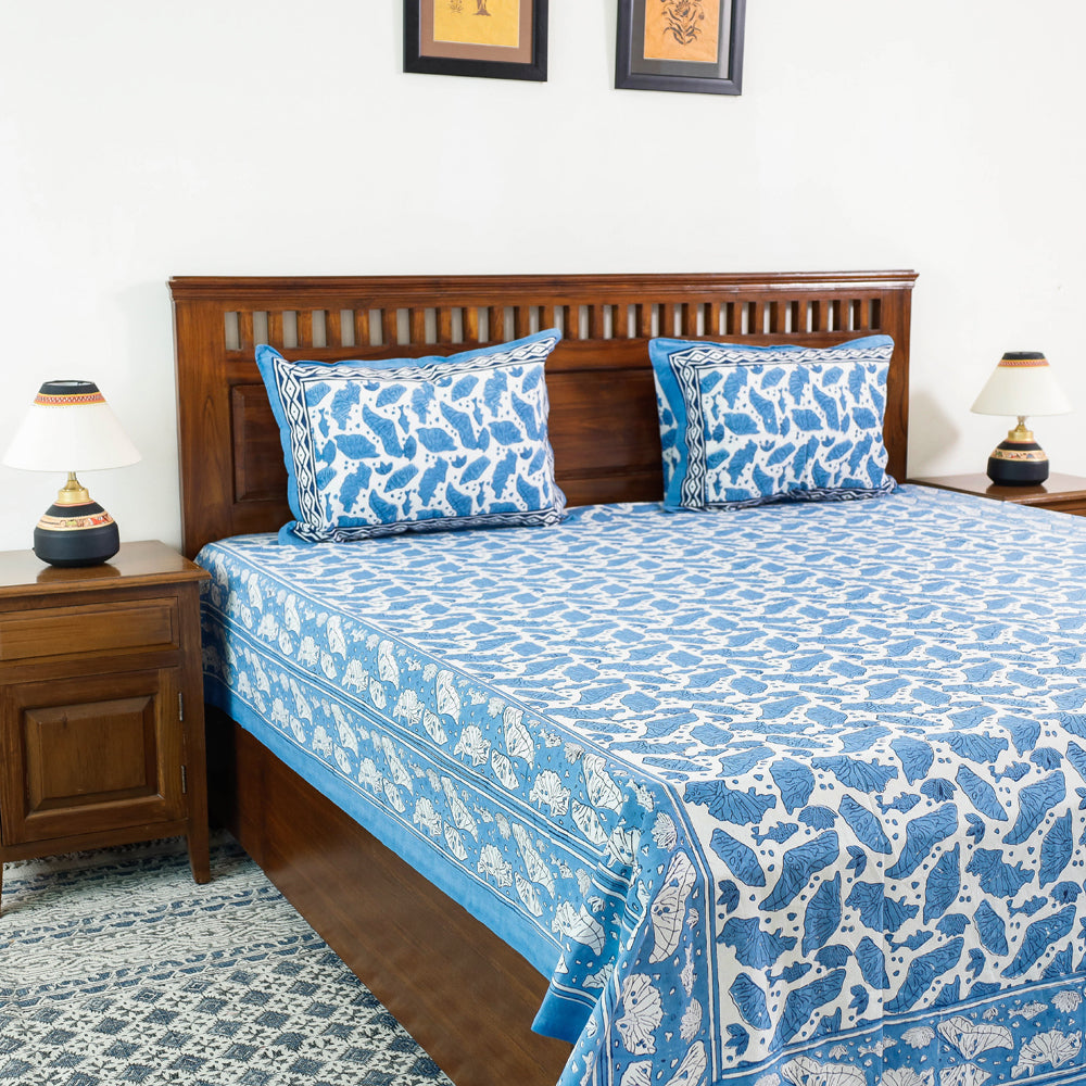 Buy Block Print Cotton Double Sanganeri Bed Sheet