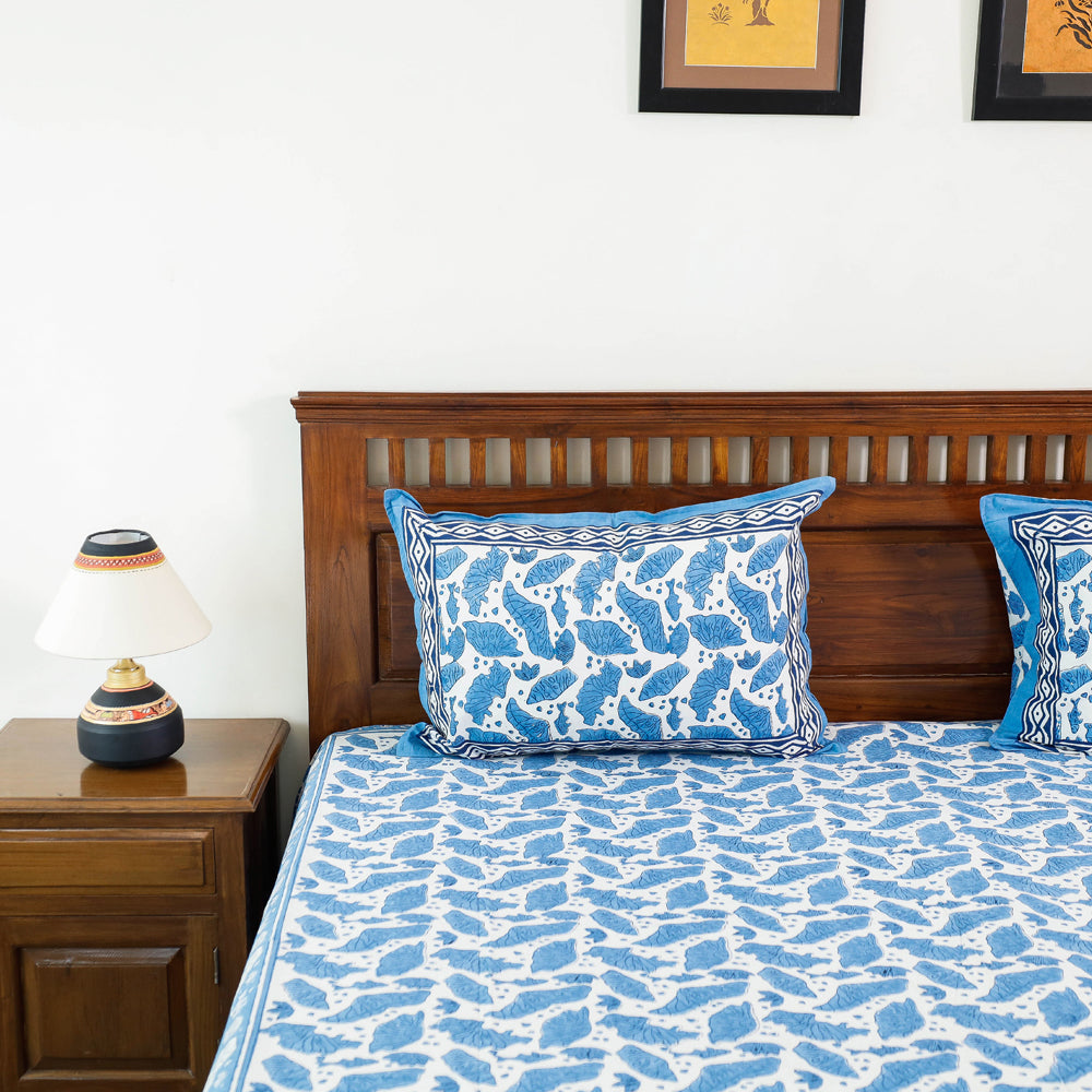 Buy Block Print Cotton Double Sanganeri Bed Sheet