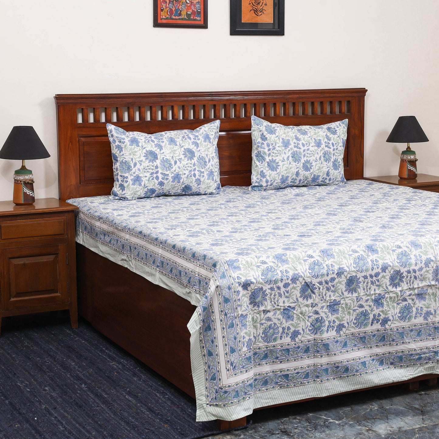 Cotton double sanganeri bed sheet set (108 x 90 in) 08