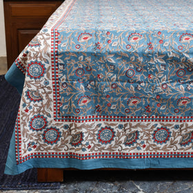 Blue - cotton double sanganeri bed sheet set (108 x 90 in)