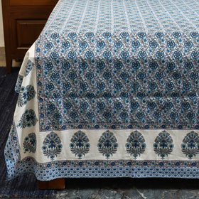 Blue - cotton double sanganeri bed sheet set (108 x 90 in)