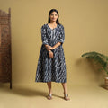 Blue Cotton Flared Hand Batik Print Dress
