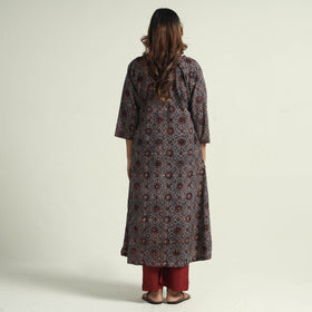 Buy Block Print Cotton Flared Ajrakh Kurta with Palazzo Set