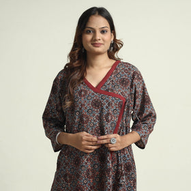 Buy Block Print Cotton Flared Ajrakh Kurta with Palazzo Set