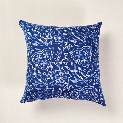  Blue Cotton Hand Batik Cushion Cover (18 x 18 in)
