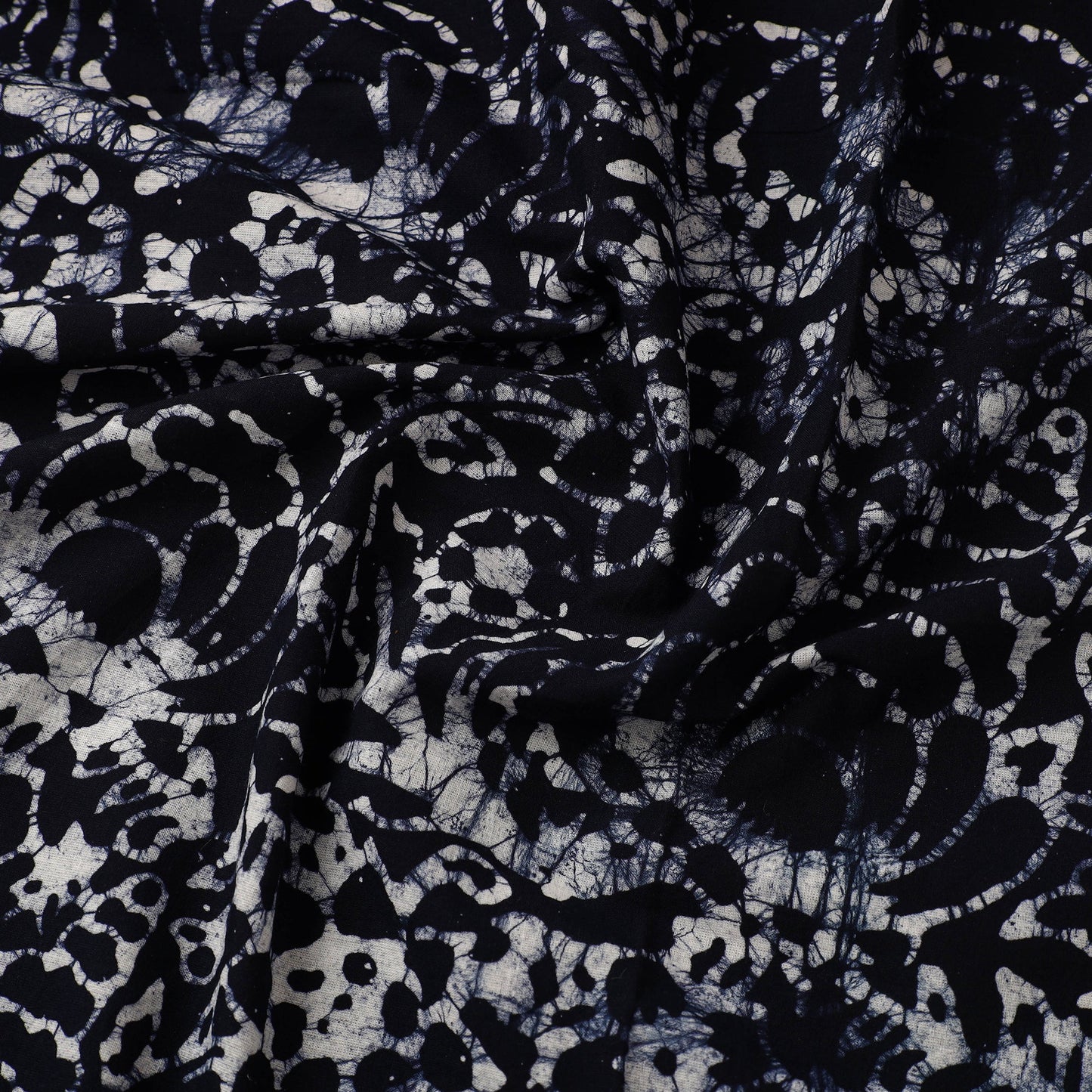 Blue Cotton Hand Batik Print Fabric