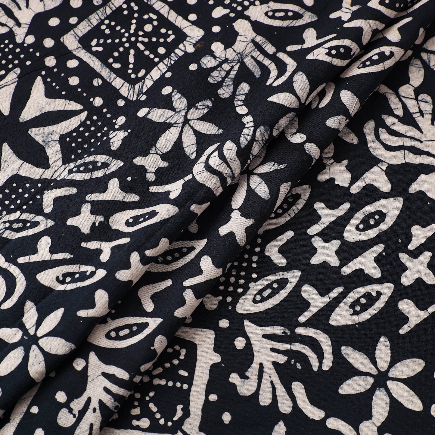 Blue Cotton Hand Batik Print Fabric