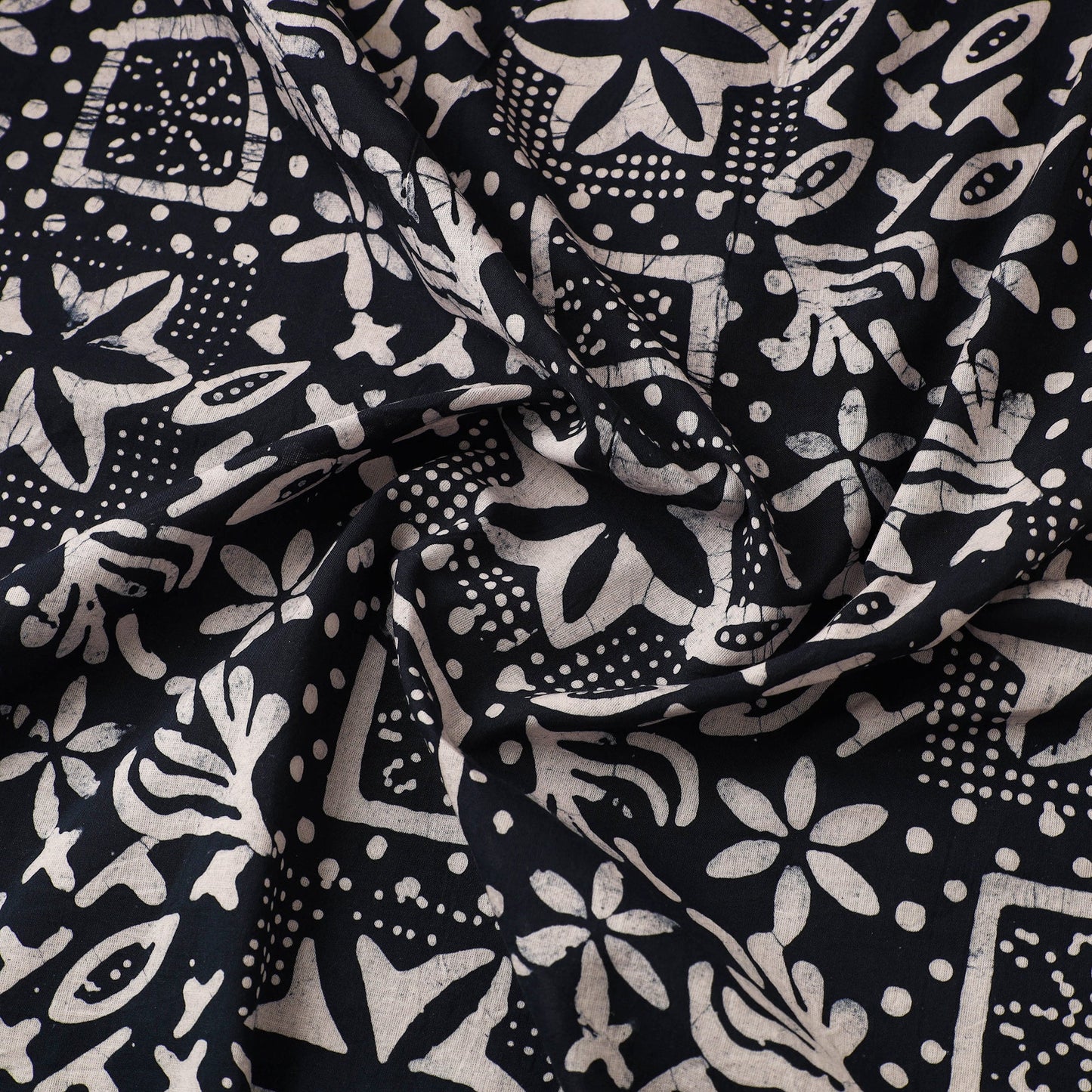 Blue Cotton Hand Batik Print Fabric