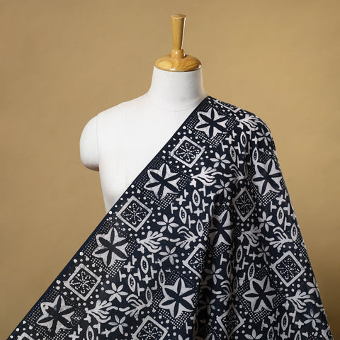 Blue Cotton Hand Batik Print Fabric