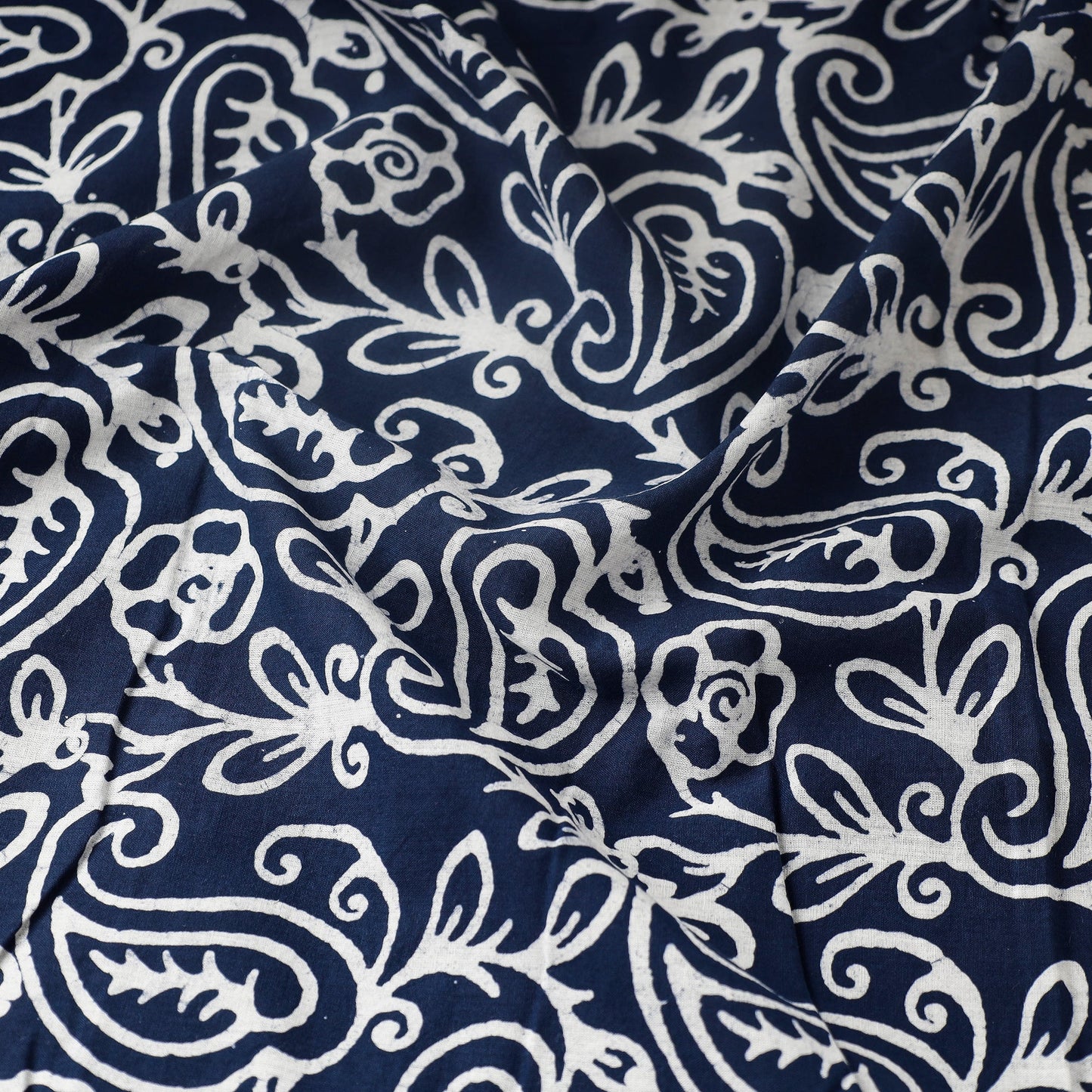  Cotton Blue Hand Batik Print Fabric 01