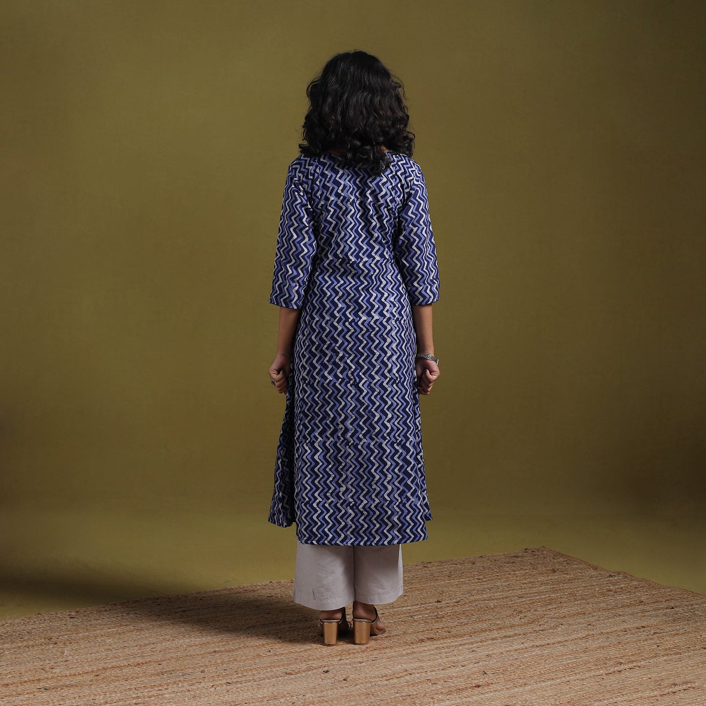 Cotton hand batik a-line kurta for women 21 - handcrafted